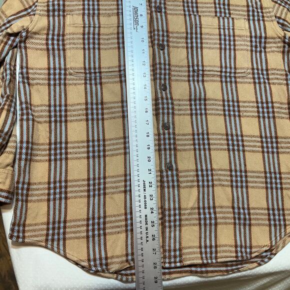 St. John's Bay Men Button Down Flannel Shirt size XL Yellow & Brown Plaid Cozy - Picture 5 of 9